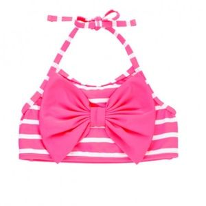 NEW RUFFLE BUTTS 18-24M Pink Bow Bikini TOP NWT